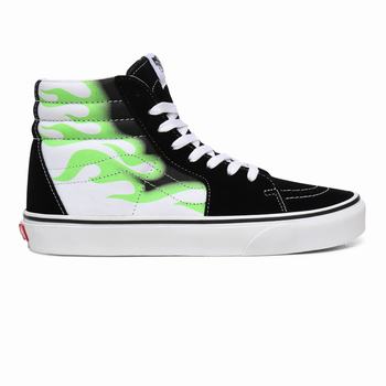 Vans Flame Sk8-Hi - Miesten Korkeavartiset tennarit - Mustat/Valkoinen